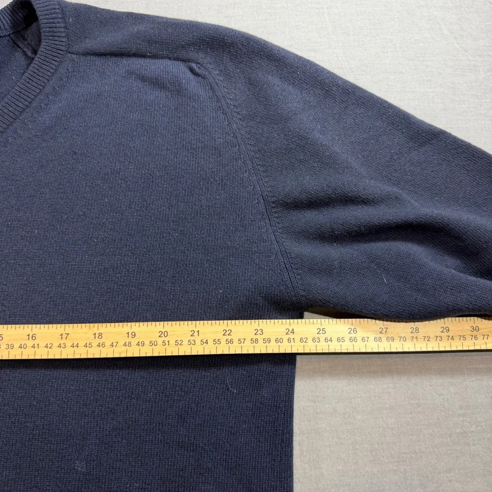 Clan Douglas V-Neck Sweater Mens Large Navy Blue Fair 100% Cashmere Scotland